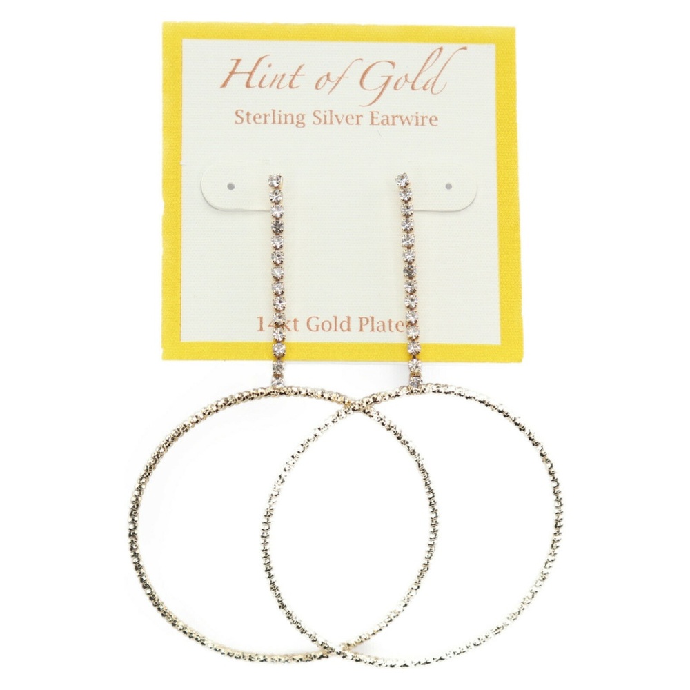 Hint of Gold Crystal Pave Gypsy Hoop Earrings Gold